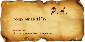 Popp Arikán névjegykártya